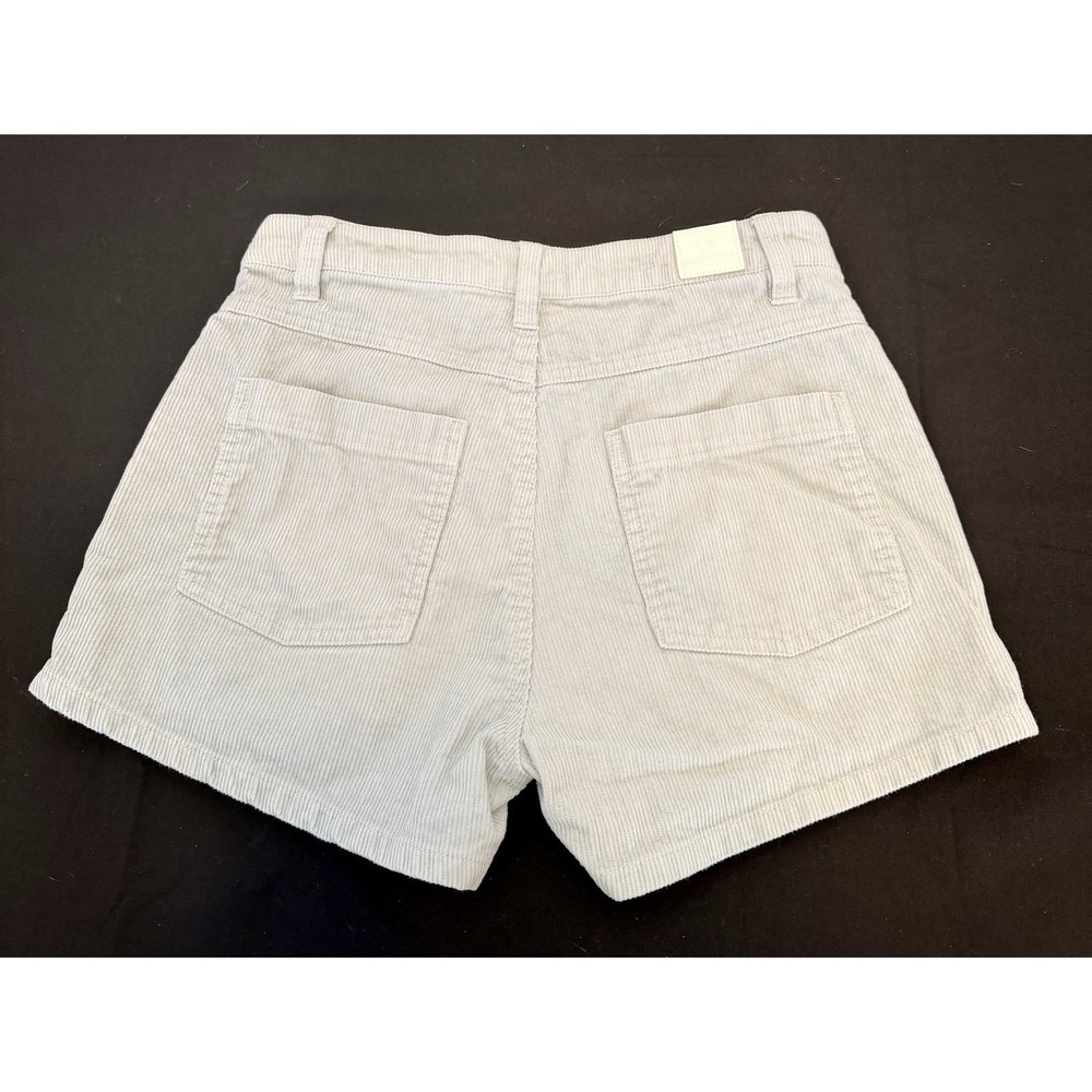 Beach Coastal Retro-style Aqua Waled Cotton Corduroy High-waist Shorts Size 3/26 - Picture 6 of 6